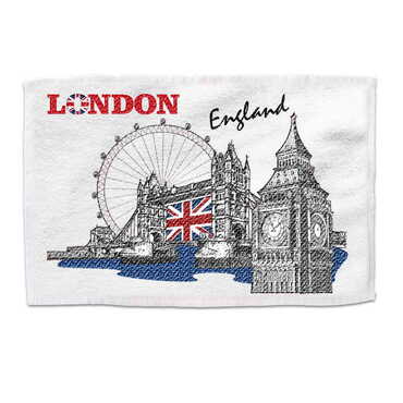 London Themed Customised Serigraphy Printed Hand Towel 300x500 mm - Thumbnail