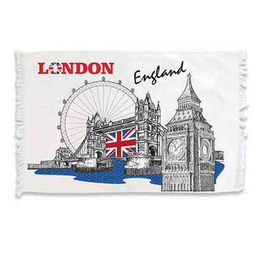 Myros - London Themed Customised Serigraphy Printed Hand Towel 600x400 mm