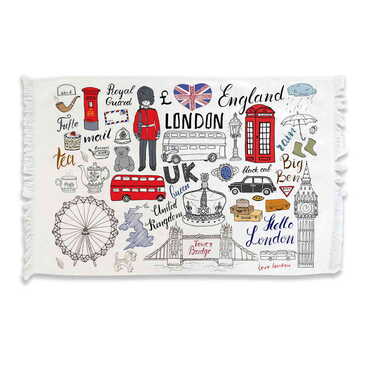 London Themed Customised Serigraphy Printed Hand Towel 600x400 mm - Thumbnail