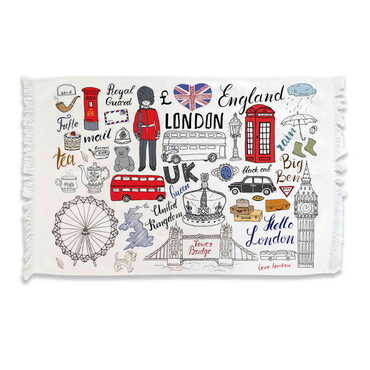 London Themed Customised Serigraphy Printed Hand Towel 600x400 mm - Thumbnail