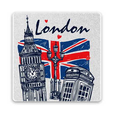 London Themed Customised Stone Coaster 100x100 mm - Myros