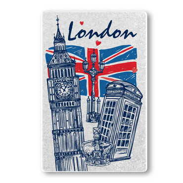 London Themed Customised Stone Fridge Magnet 60x45 mm - Thumbnail