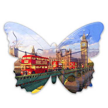 Myros - London Themed Customised UV Printed Plastic Base Butterfly Shaped Fridge Magnet 80x58 mm