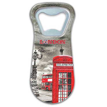 Myros - London Themed Customised Uv Printed Plastic Base Plastic Base Bottle Opener 95x43 mm