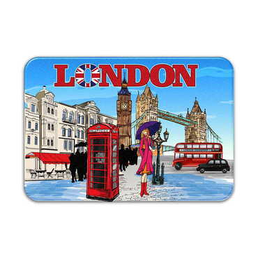 Myros - London Themed Customised UV Printed Plastic Base Rectangle Fridge Magnet 80x50 mm