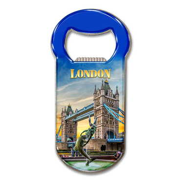 London Themed Customizable Metal Magnetic Bottle Opener 90x45 mm - Thumbnail