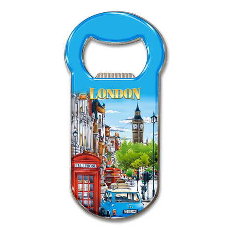 London Themed Customizable Metal Magnetic Bottle Opener 90x45 mm