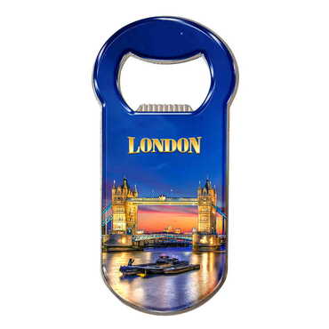 London Themed Customizable Metal Magnetic Bottle Opener 90x45 mm - Thumbnail