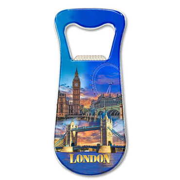 Myros - London Themed Customizable Metal Magnetic Bottle Opener 95x42 mm