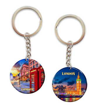 Myros - London Themed Double Face Printed Epoxy Keychain