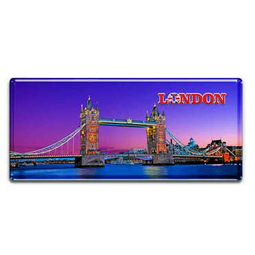 London Themed Epoxy Dome Mini Panoramic Souvenir Fridge Magnet 85x35 mm - Thumbnail