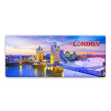 London Themed Epoxy Dome Panaromic Souvenir Fridge Magnet 120x50 cm - Thumbnail