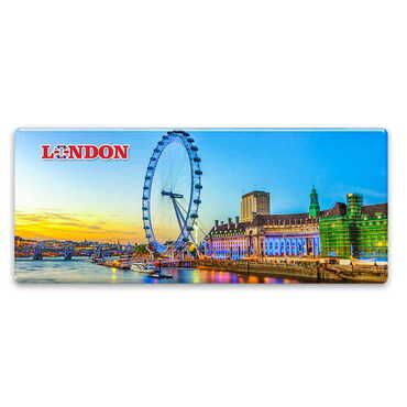 London Themed Epoxy Dome Panaromic Souvenir Fridge Magnet 120x50 cm - Thumbnail