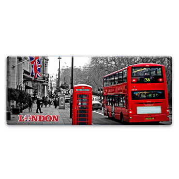 London Themed Epoxy Dome Panaromic Souvenir Fridge Magnet 120x50 cm - Thumbnail