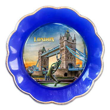 Myros - London Themed Epoxy Dome Plate Shaped Souvenir Fridge Magnet 73 mm