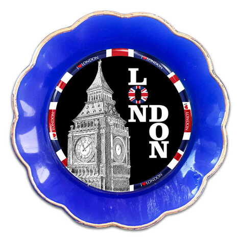 London Themed Epoxy Dome Plate Shaped Souvenir Fridge Magnet 73 mm