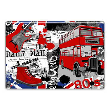 London Themed Epoxy Dome Rectangular Souvenir Fridge Magnet 95x65 mm - Thumbnail