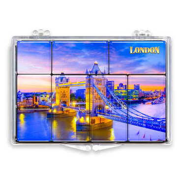 London Themed Epoxy Dome Souvenir Fridge Magnet Set of 8 pcs - Thumbnail