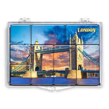 London Themed Epoxy Dome Souvenir Fridge Magnet Set of 8 pcs - Thumbnail