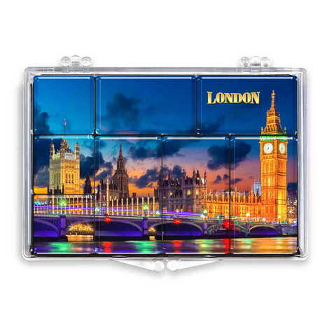 London Themed Epoxy Dome Souvenir Fridge Magnet Set of 8 pcs