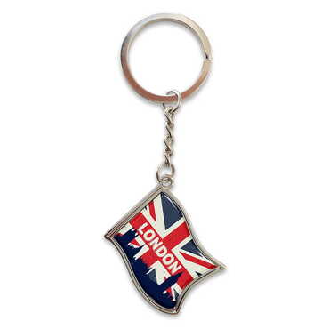 London Themed Metal Flag Shaped Keychain 40x105 mm - Myros