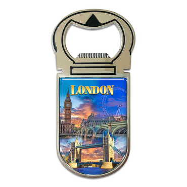 London Themed Metal Magnetic Opener 40x90 mm - Thumbnail