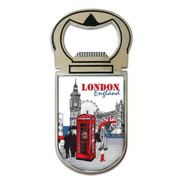 London Themed Metal Magnetic Opener 40x90 mm - Thumbnail