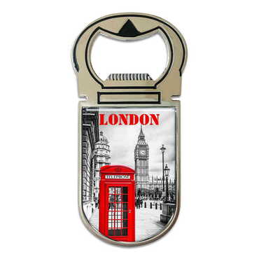 London Themed Metal Magnetic Opener 40x90 mm - Thumbnail