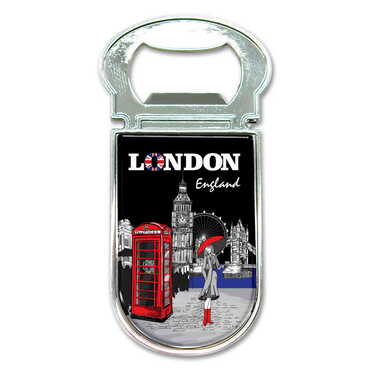 London Themed Metal Magnetic Small Opener 30x77 mm - Thumbnail