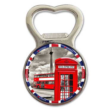 Myros - London Themed Metal Magnetic Small Round Opener 38x60 mm