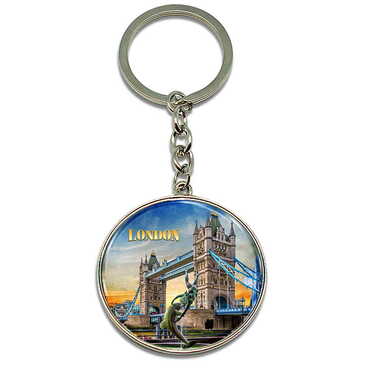 Myros - London Themed Metal Round Keychain 40x100 mm