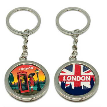 Myros - London Themed Metal Spinner Keychain 38x100 mm