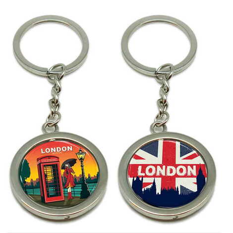 London Themed Metal Spinner Keychain 38x100 mm