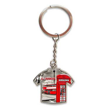 London Themed Metal T-Shirt Shaped Keychain 34x92 mm - Myros
