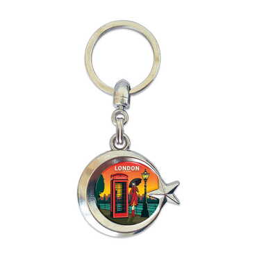 Myros - London Themed Metal Turkish Flag Enamel Keychain