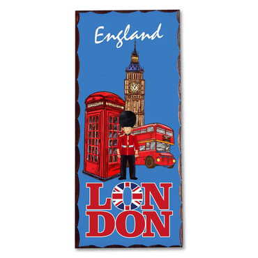 London Themed Panaromic Printed Wooden Desktop Decor 40x80 mm - Myros