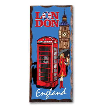 Myros - London Themed Panaromic Printed Wooden Desktop Decor 75x166 mm