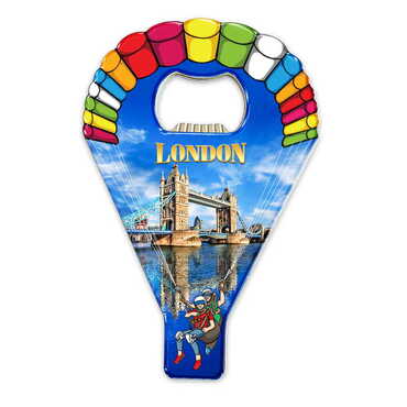London Themed Parachute Shaped Metal Magnetic Opener 113x75 mm - Myros