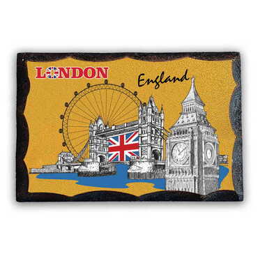 London Themed Printed Wooden Desktop Decor 45x65 mm - Myros