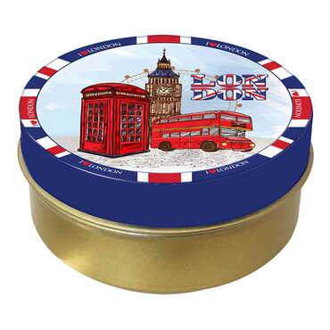 Myros - London Themed Round Tin Gift Box 73x35 mm