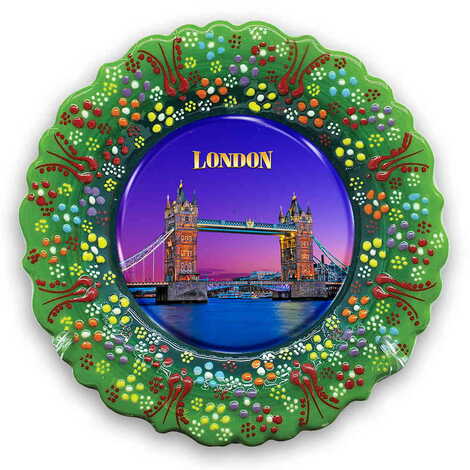 London Themed Turkish Ceramic Plate With Epoxy 12 Cm - 1
