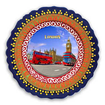 Myros - London Themed Turkish Ceramic Plate With Epoxy 18 Cm