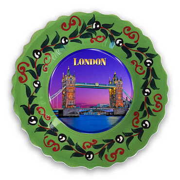 London Themed Turkish Ceramic Plate With Epoxy 25 Cm - Myros