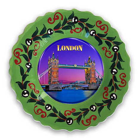 London Themed Turkish Ceramic Plate With Epoxy 25 Cm - 1