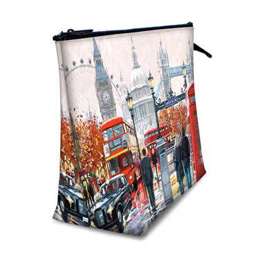 London Themed Turkish PVC Hooded Purse 160x270x80 mm - Thumbnail