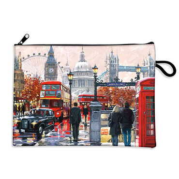 London Themed Turkish Woven Wallet 215x155x8 mm - Thumbnail