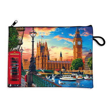 London Themed Turkish Woven Wallet 215x155x8 mm - Thumbnail