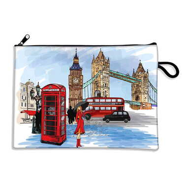 London Themed Turkish Woven Wallet 215x155x8 mm - Thumbnail