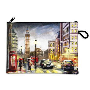 London Themed Turkish Woven Wallet 215x155x8 mm - Thumbnail