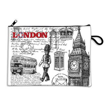 London Themed Turkish Woven Wallet 215x155x8 mm - Thumbnail